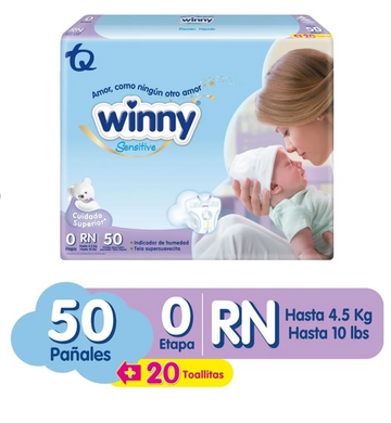 Pañal Winny Sensitive Gold Etapa 0  50 unidades