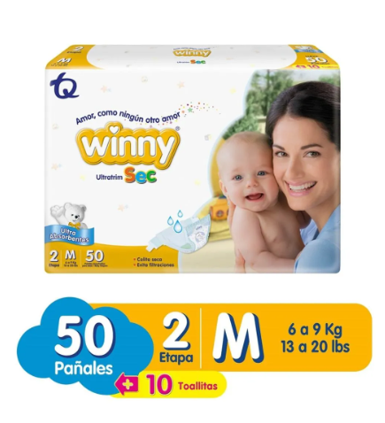 Pañal Winny Ultratrim Sec Etapa 2 50 unidades