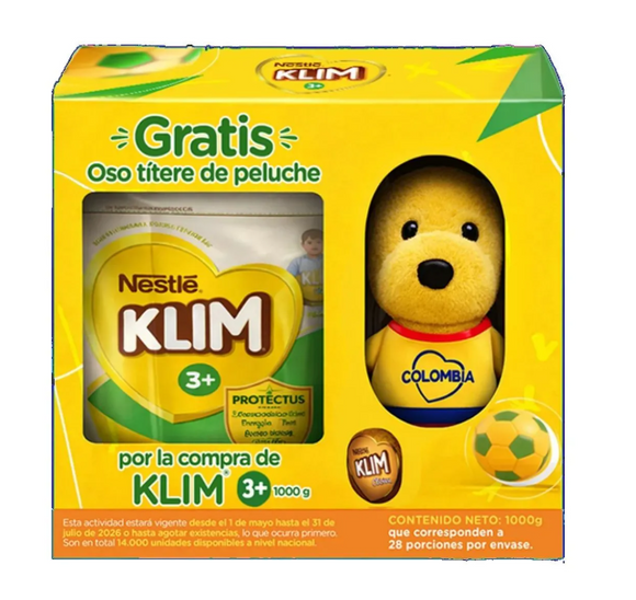 Leche Klim 3+ 1000 gr Bolsa oso titere de peluche