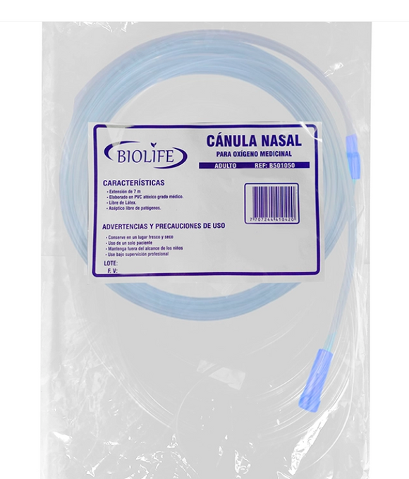 Cánula Nasal para Oxígeno Adulto 7 Metros — Biolife