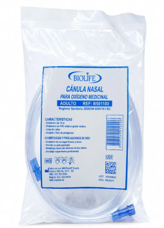 Cánula Nasal para Oxígeno Adulto 15 Metros Biolife