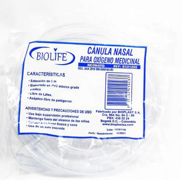 Cánula nasal para oxígeno adulto 2 metros — Biolife
