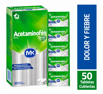 Acetaminofén 500mg 50 Tabletas — MK