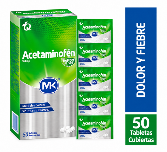 Acetaminofén 500mg 50 Tabletas — MK