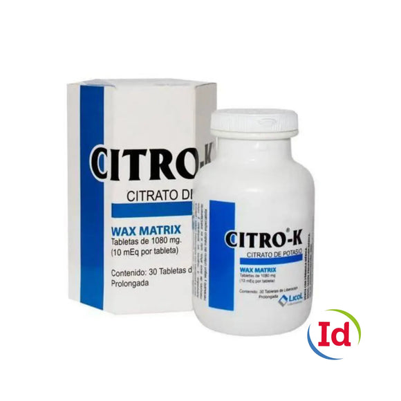 Citro K Citrato de Potasio 1080mg 30 Tabletas — Laboratorios Licol