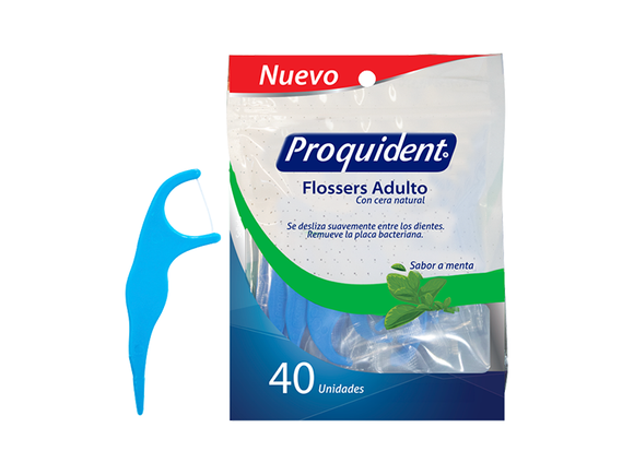 Flossers adulto hilo dental encerado sabor menta 40 unidades — Proquident