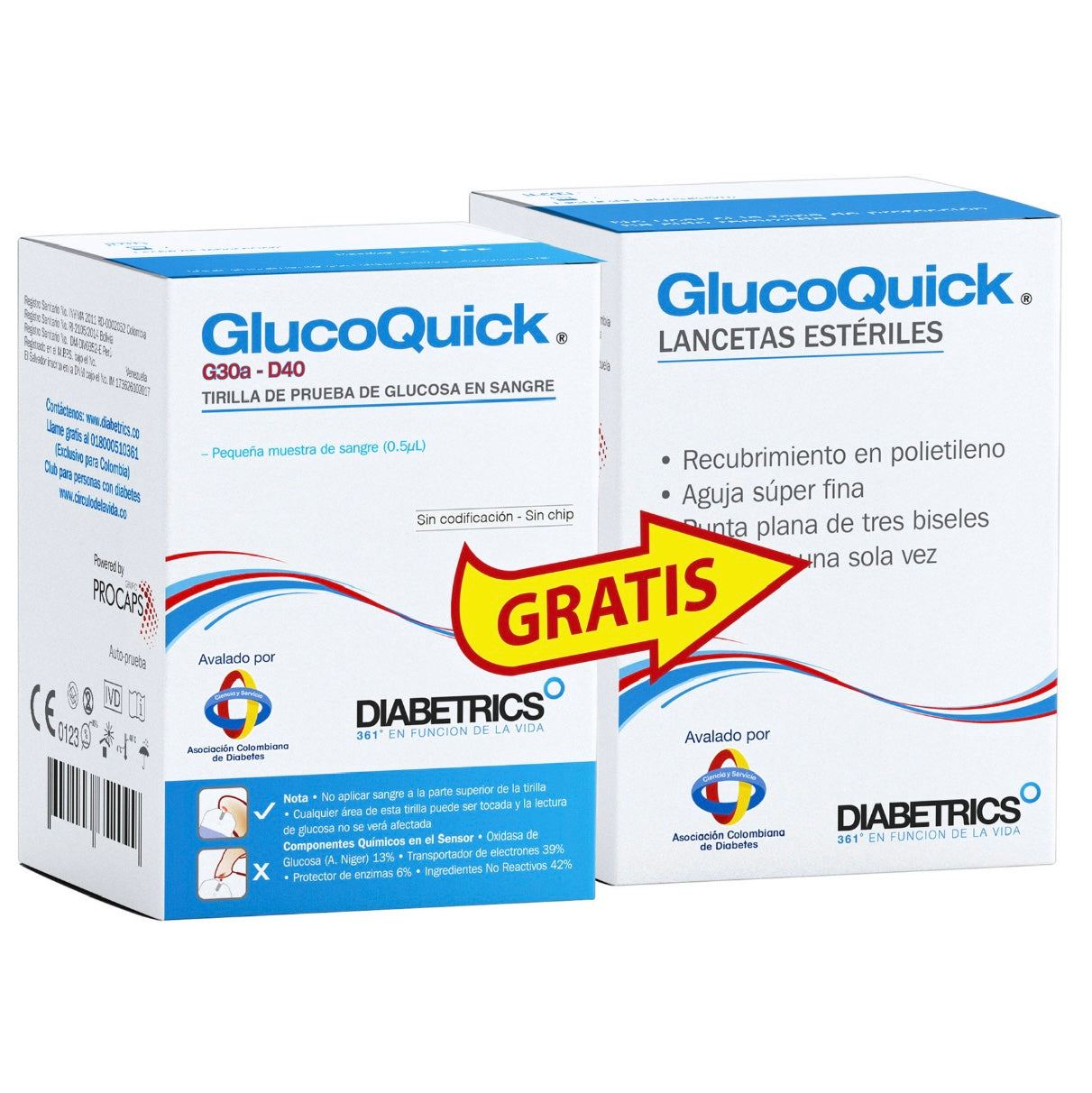TIRAS REACTIVAS GLUCOQUICK G30A 50 UNIDADES GTS 50 LANCETAS