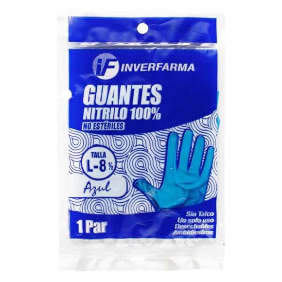 Guante Nitrilo Azul talla L 2 uds — Inverfarma