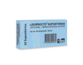 Lidoprocto supositorios lidocaína + hidrocortisona caja x 10 — Ropsohn Therapeutics