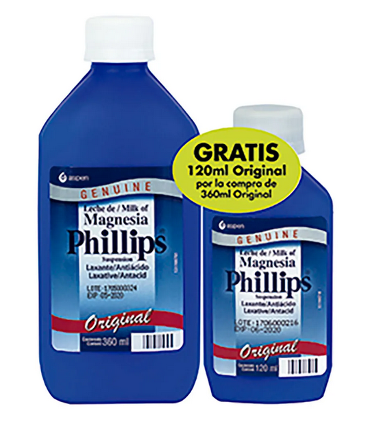LECHE MAGNESIA PHILLIPS 360 ML GRATIS 120 ML (AGO)