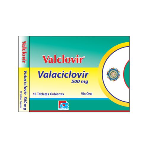 Valclovir 500mg valaciclovir 10 tabletas recubiertas — Bioquifar