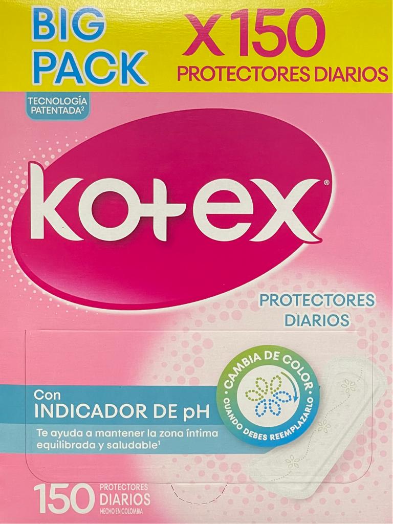 PROTECTORES DIARIOS KOTEX INDICADOR DE PH 150 UDS