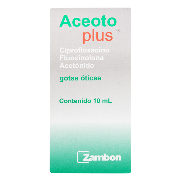 Aceoto Plus gotas óticas ciprofloxacino + fluocinolona frasco 10 ml — Zambon