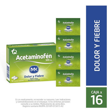 Acetaminofén 500 mg Mk Caja x 16 Tabletas — Tecnoquímicas