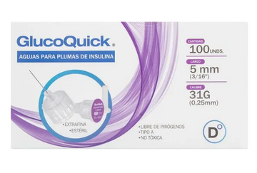 Aguja GlucoQuick 31G 5mm caja x 100 unidades — Diabetrics Healthcare