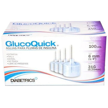 Aguja Glucoquick 5 mm/0.25 Mm 31G 100 Unidades Morada — Diabetrics Healthcare