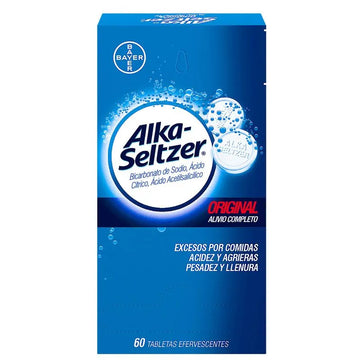 Alka Seltzer ácido acetilsalicílico + bicarbonato de sodio 60 tabletas efervescentes — Bayer