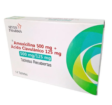 Amoxicilina 500mg + Ácido Clavulánico 125mg 14 Tabletas — Seven Pharma