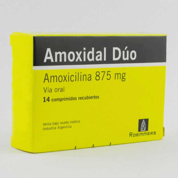 Amoxidal Duo amoxicilina 875mg + ácido clavulánico 125mg 14 comprimidos recubiertos — Megalabs