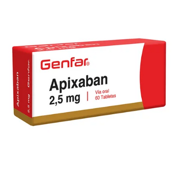 Apixaban 2.5 mg 60 tabletas — Pfizer