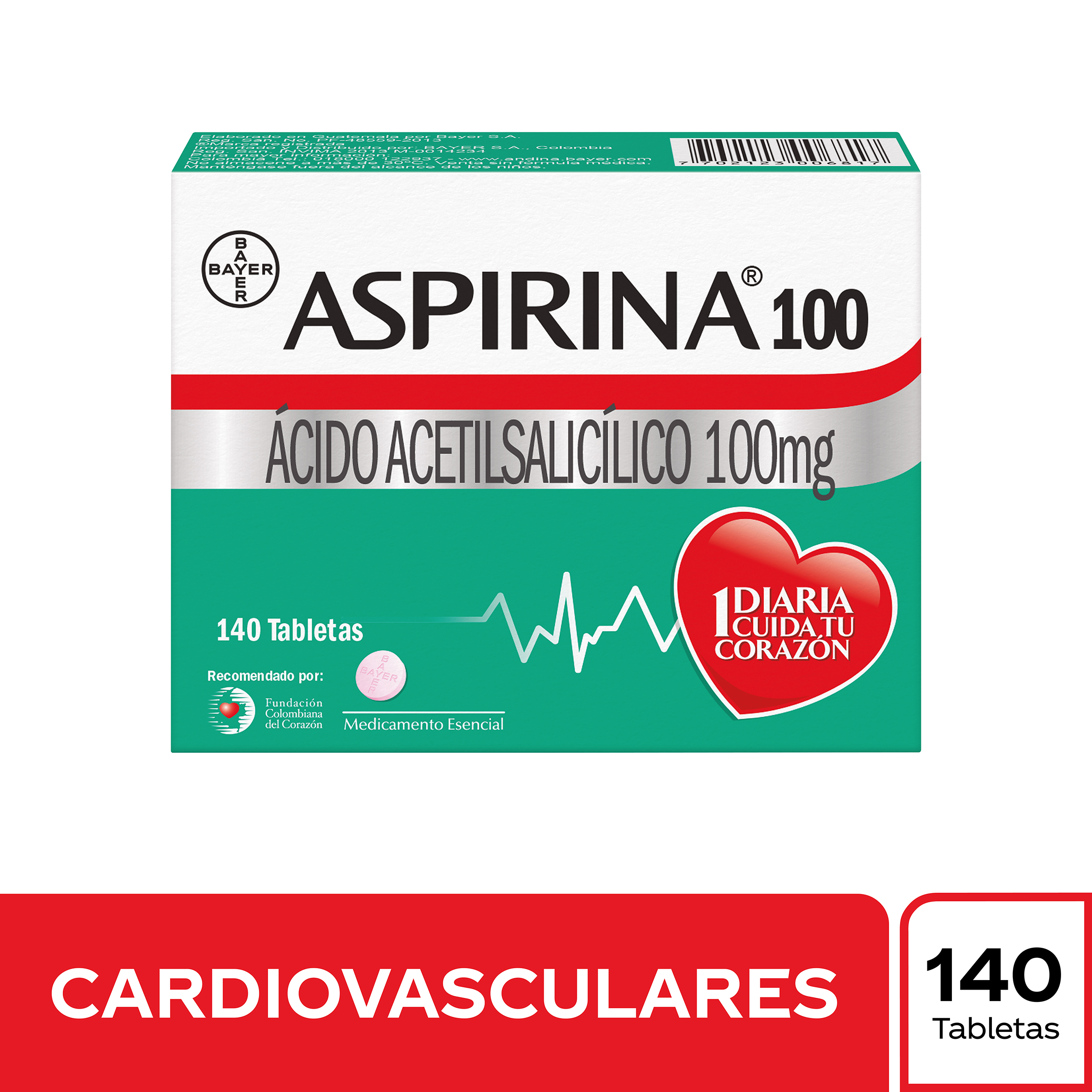 (F) ASPIRINA 100 MG 140 TABLETAS - (EXH4) - 14 UNIDADES