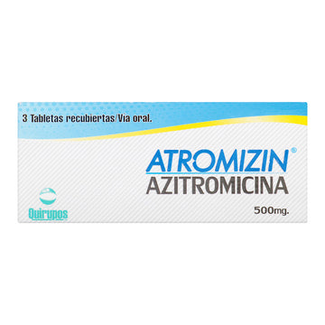 Atromizin 500mg 3 tabletas azitromicina — Quirupos