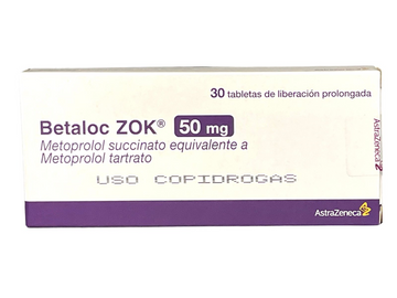 Betaloc Zok 50mg metoprolol succinato 30 tabletas liberación prolongada — AstraZeneca