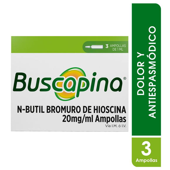 Buscapina butilhioscina bromuro 20mg/mL solución inyectable 3 ampollas — Opella Healthcare