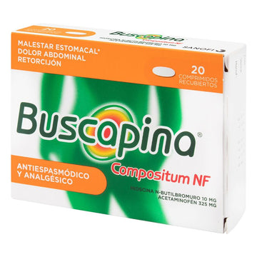 Buscapina Compositum NF hioscina 10 mg acetaminofén 325 mg caja x 20 tabletas — Opella Healthcare