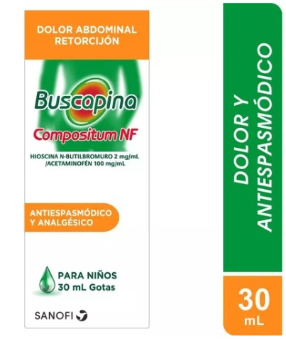 Buscapina NF Compositum gotas butilbromuro de hioscina + acetaminofén 30 ml — Opella Healthcare