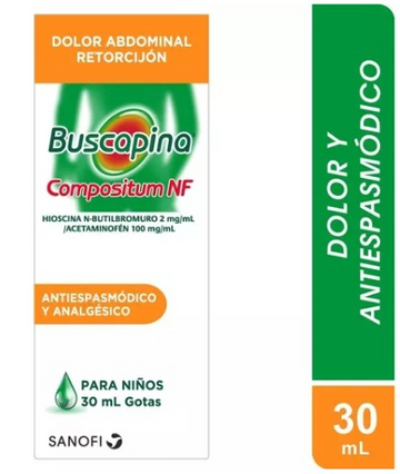 Buscapina NF Compositum gotas butilbromuro de hioscina + acetaminofén 30 ml — Opella Healthcare