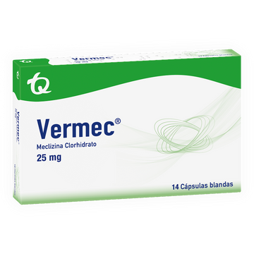 Vermec meclizina clorhidrato 25 mg 14 cápsulas blandas — Tecnoquímicas