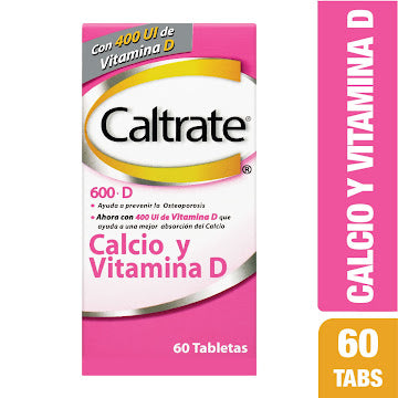 Caltrate D 600 mg 400 UI x 60 Tabletas - Suplemento de calcio y vitamina D3 Haleon