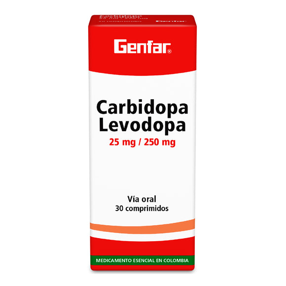 Carbidopa/Levodopa 25 mg/250 mg 30 Tabletas — Genfar