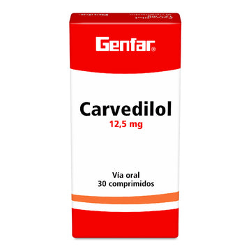 Carvedilol 12.5 mg 30 Tabletas — Genfar