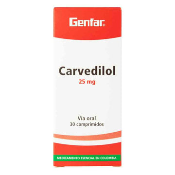 Carvedilol 25mg 30 tabletas — Genfar