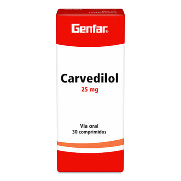 Carvedilol 25 mg 30 Tabletas — Genfar