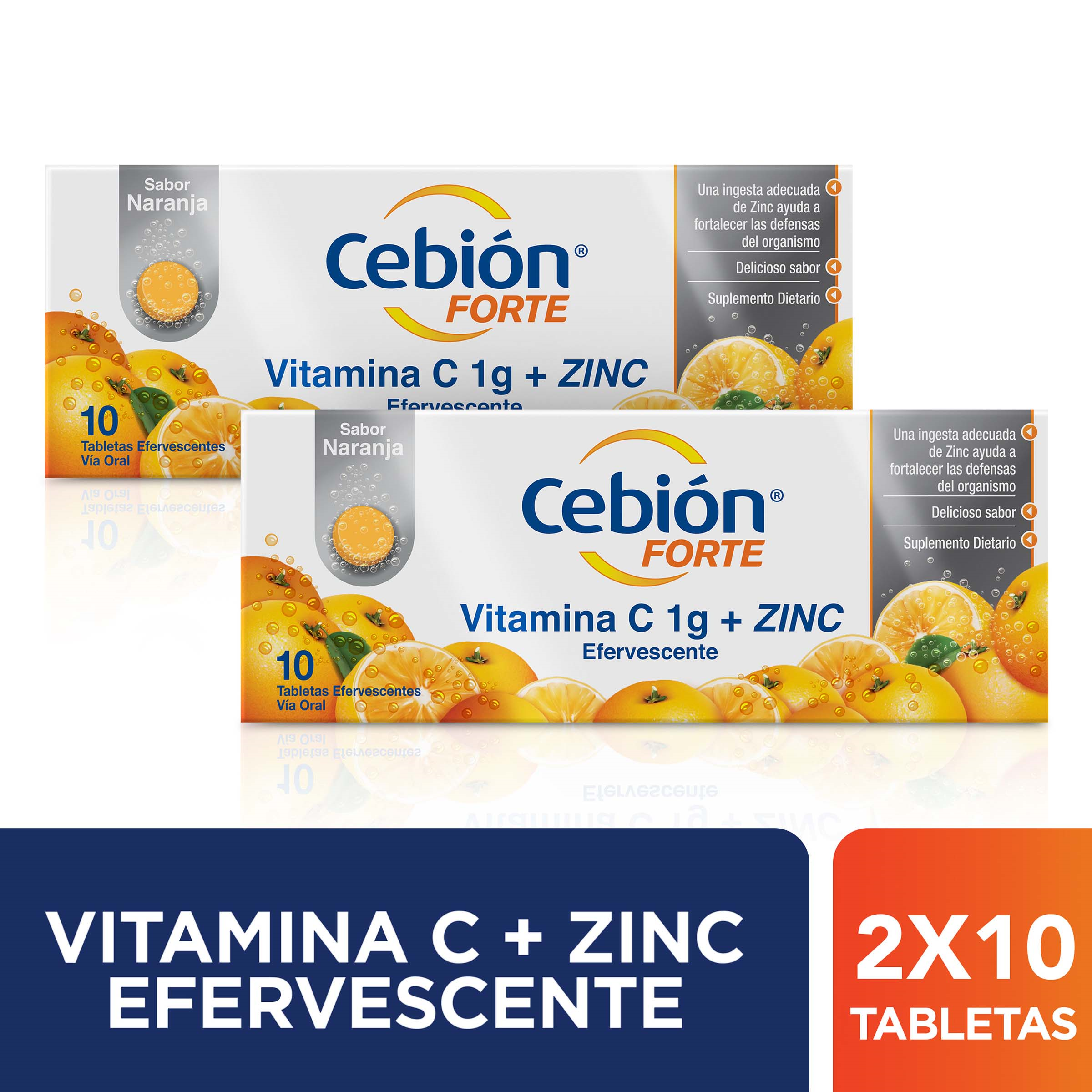 2 CEBION FORTE 10 TABLETAS EFERVESCENTES