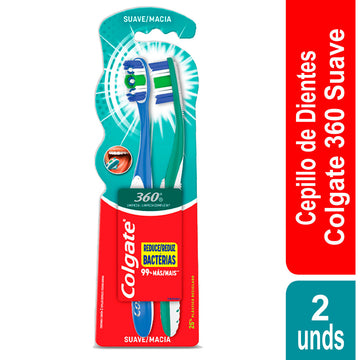 Cepillo Colgate 360 Cabeza Normal Suave 2x1 — Colgate-Palmolive