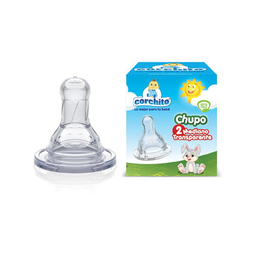 Chupo tetero Corchito No. 2 mediano transparente, tetina para biberón — Gran Andina de Plásticos