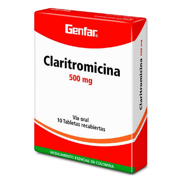 Claritromicina 500mg 10 tabletas — Genfar