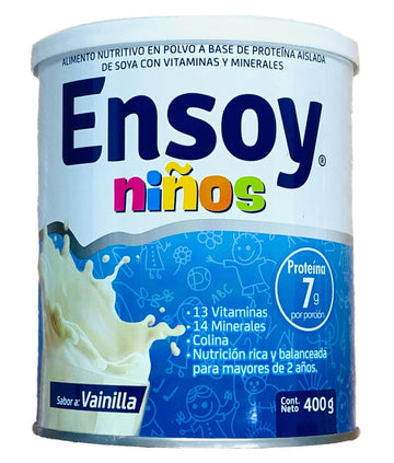 Ensoy Niños Vainilla 400 g - Alimento en polvo de soya para niños, lata