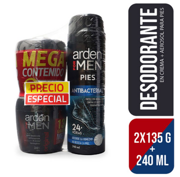 Desodorante Arden For Men Original Crema 135 g x 2 Und + Spray pies 240 ml — Prebel