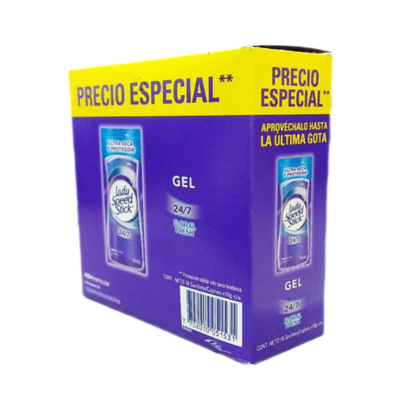 Desodorante Lady Speed Stick Doble Defensa Gel Floral caja x 18 sobres — Colgate-Palmolive