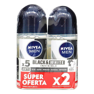 Desodorante Nivea Men Roll-On Invisible Black & White 50 ml x 2 Unidades — Beiersdorf
