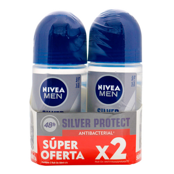 Desodorante Nivea Men Silver Protect Roll-On 50 ml x 2 Und — Beiersdorf