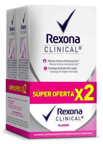Desodorante Rexona Clinical Classic Women x 48 g x 2 - vista lateral del empaque