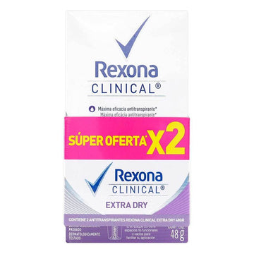 Desodorante Rexona Clinical Extra Dry Mujer Barra 48 g x 2 Uds — Unilever