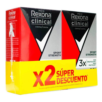 Desodorante Rexona Clinical Men Sport Strength Crema 48 g x 2 Unidades - Antitranspirante clínico para hombre