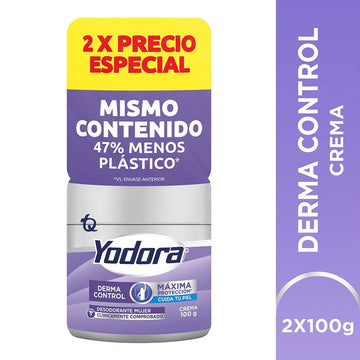 Desodorante Yodora Derma Control Mujer Crema x2 Und x100 g Precio Especial